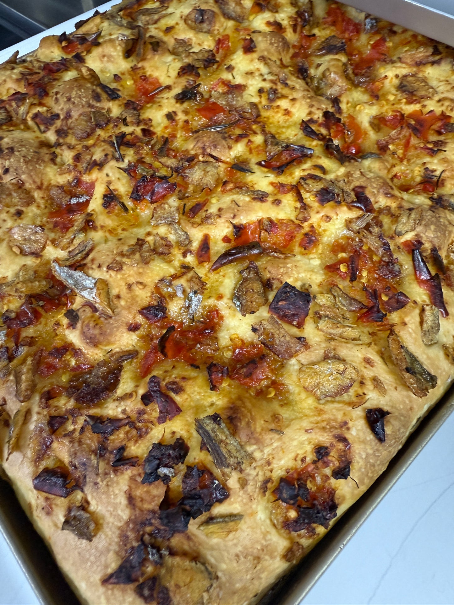 Sambal Belado Ikan Kering Sourdough Focaccia